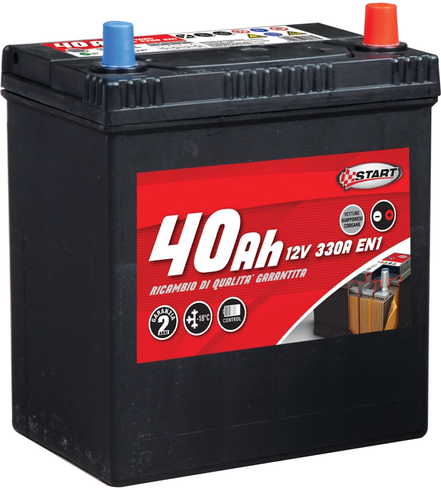 Batteria auto 40ah per vetture giapponesi-coreane polo destro j37